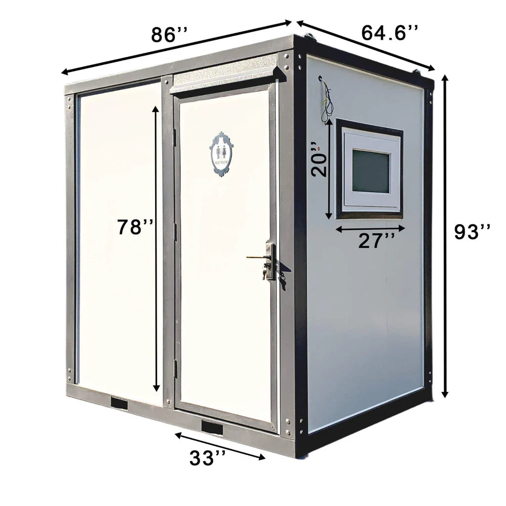 Toilettes portables avec rideau de douche